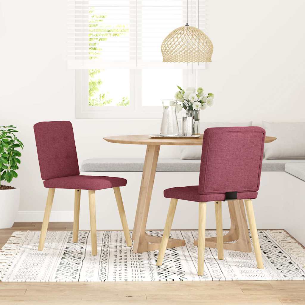 vidaXL Sillas de comedor 2 unidades tela rojo tinto