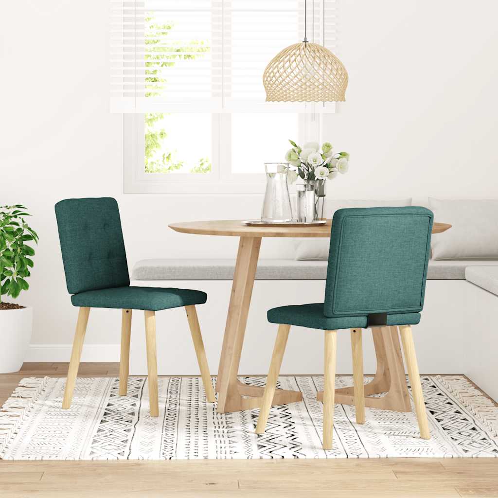 vidaXL Sillas de comedor 2 unidades tela verde oscuro