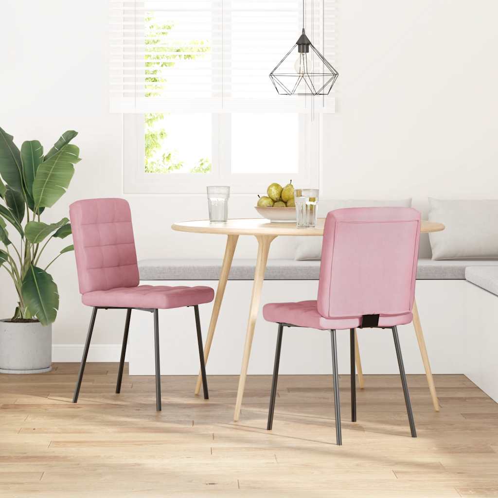 vidaXL Sillas de comedor 2 unidades terciopelo rosa