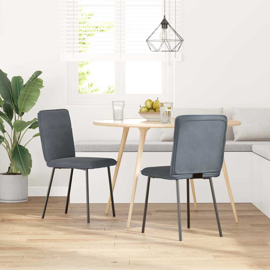 vidaXL Sillas de comedor 2 unidades terciopelo gris oscuro