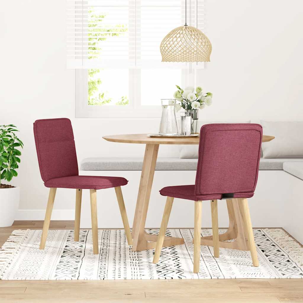 vidaXL Sillas de comedor 2 unidades tela rojo tinto