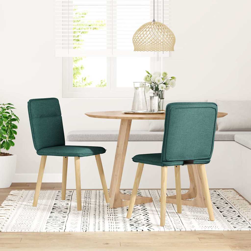 vidaXL Sillas de comedor 2 unidades tela verde oscuro