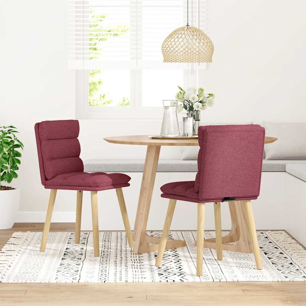 vidaXL Sillas de comedor 2 unidades tela rojo tinto