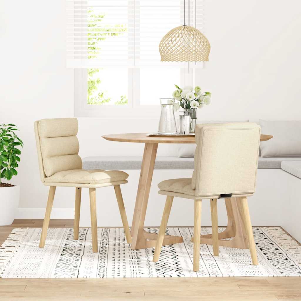 vidaXL Sillas de comedor 2 unidades tela color crema