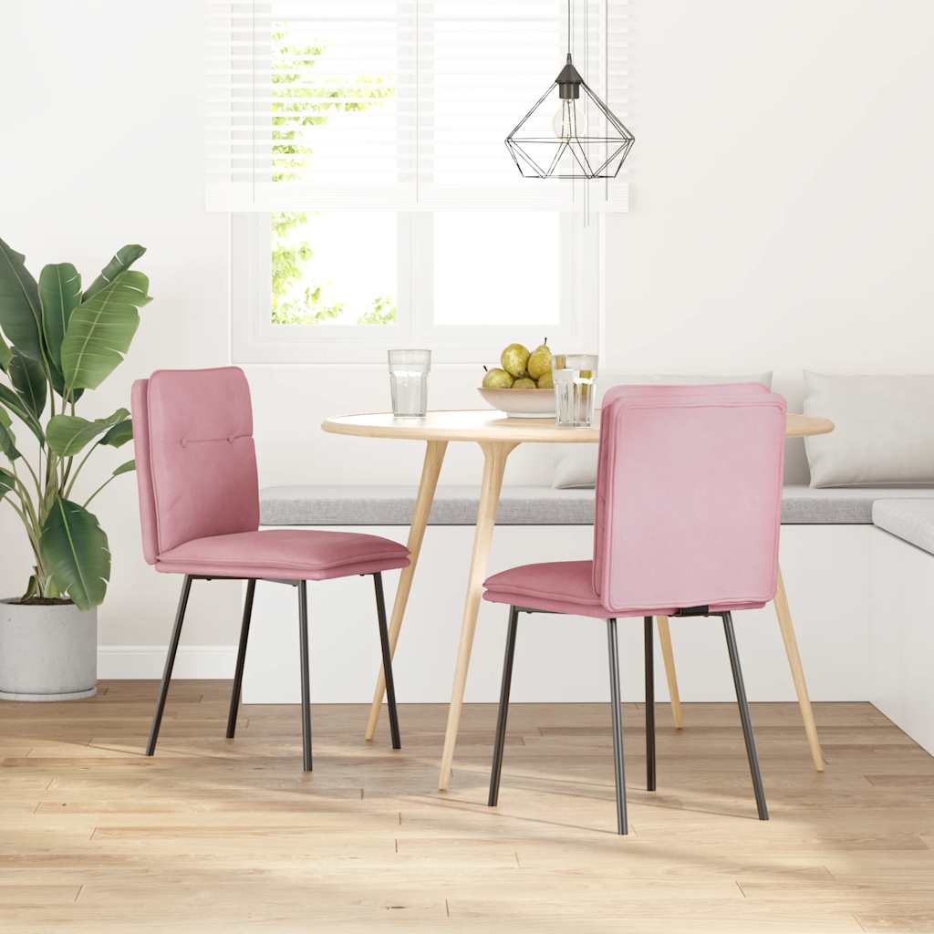 vidaXL Sillas de comedor 2 unidades terciopelo rosa