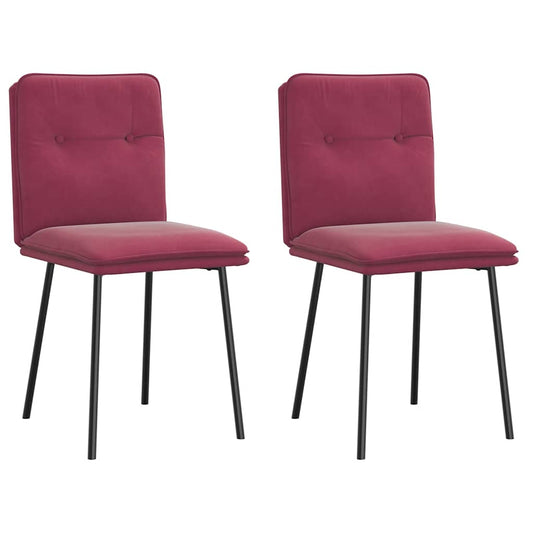 vidaXL Sillas de comedor 2 unidades terciopelo rojo tinto