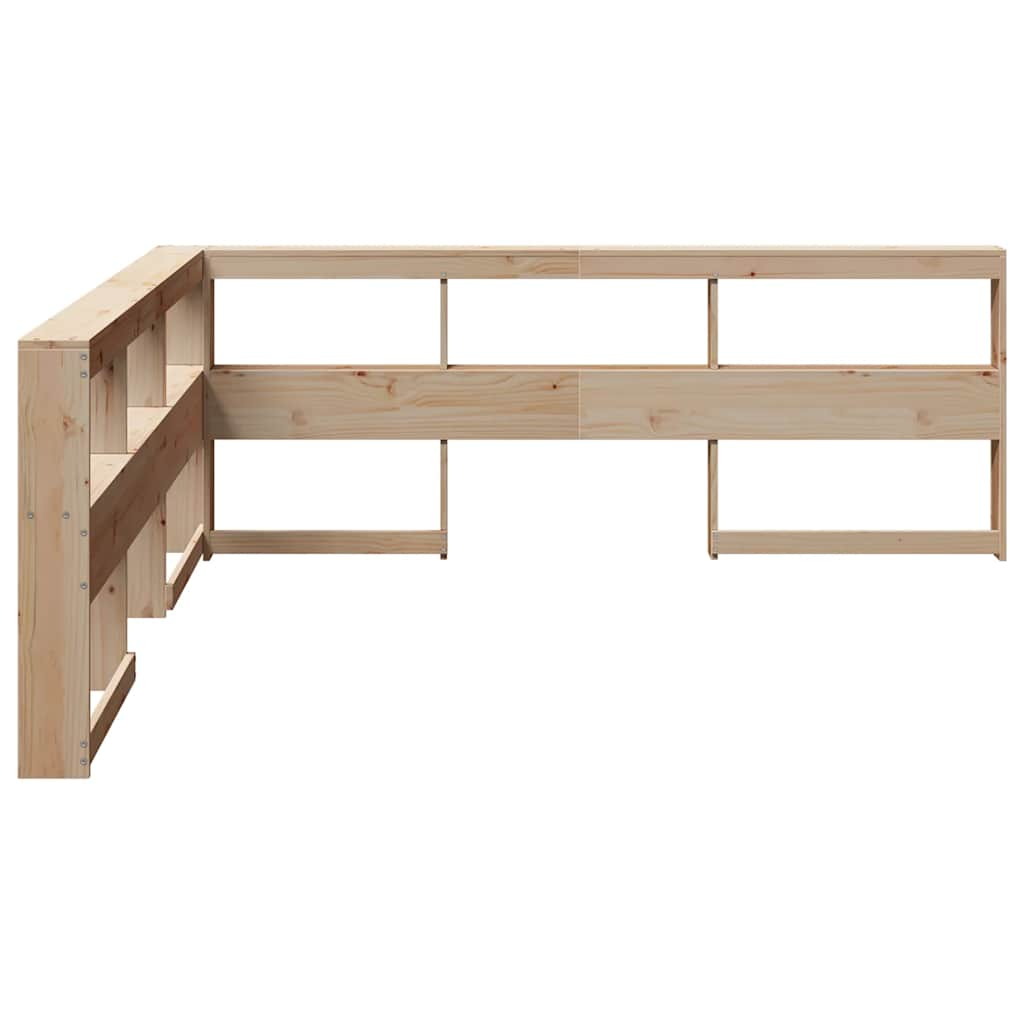 vidaXL Cabecero librería en forma de L madera maciza de pino 200 cm