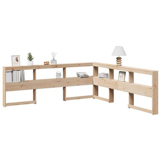 vidaXL Cabecero librería en forma de L madera maciza de pino 200 cm