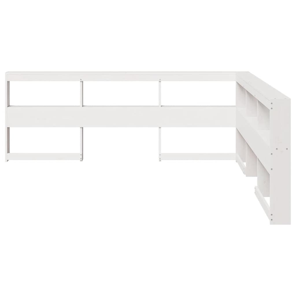 vidaXL Cabecero librería en forma de L madera maciza pino blanco 200cm