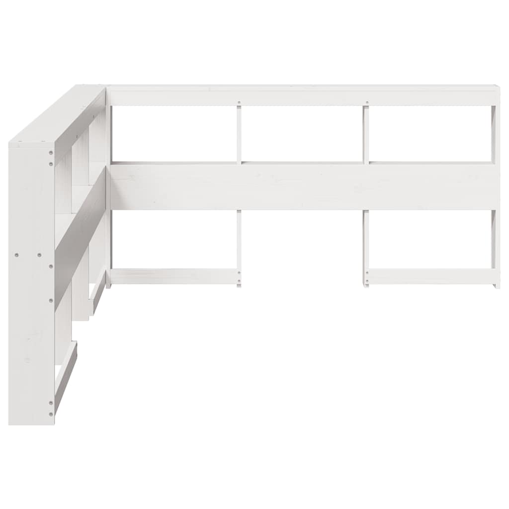 vidaXL Cabecero librería en forma L madera maciza pino blanco 160 cm