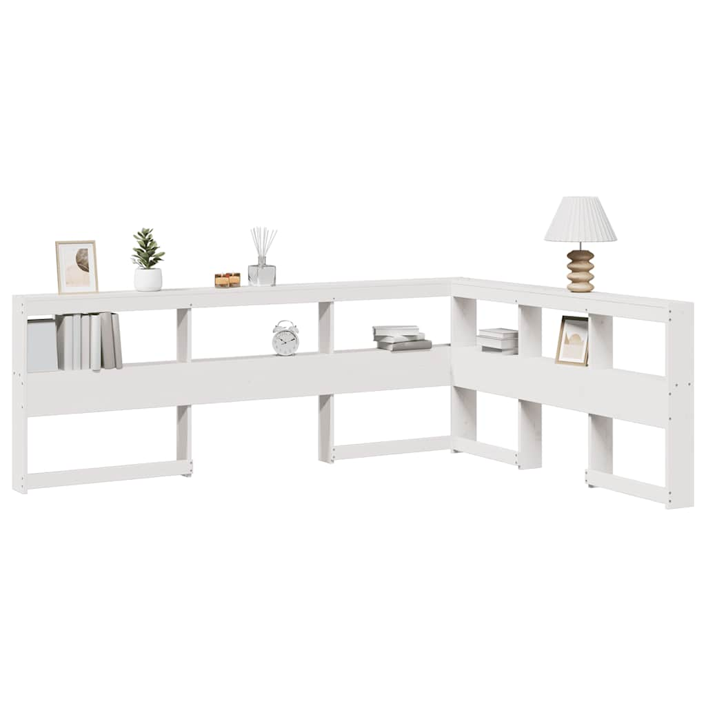 vidaXL Cabecero librería en forma L madera maciza pino blanco 160 cm