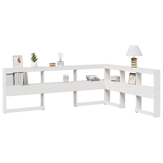 vidaXL Cabecero librería en forma L madera maciza pino blanco 150 cm