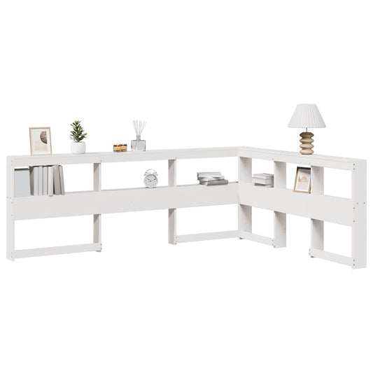 vidaXL Cabecero librería en forma L madera maciza pino blanco 140 cm