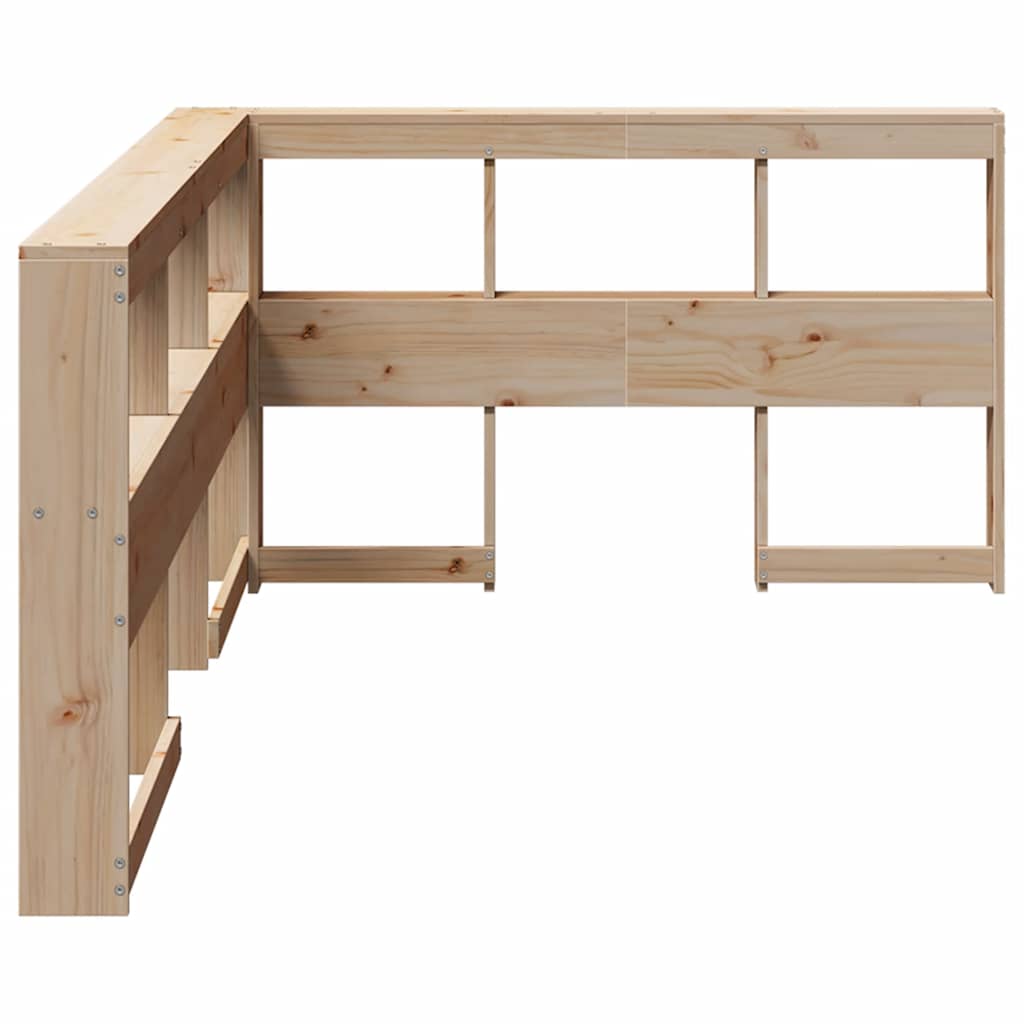 vidaXL Cabecero librería en forma de L madera maciza de pino 120 cm