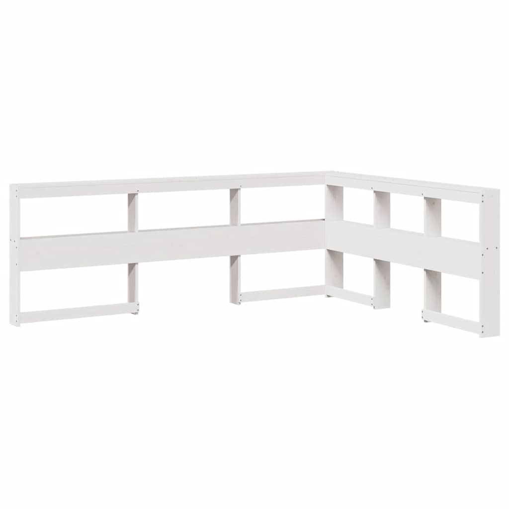 vidaXL Cabecero librería en forma L madera maciza pino blanco 135 cm