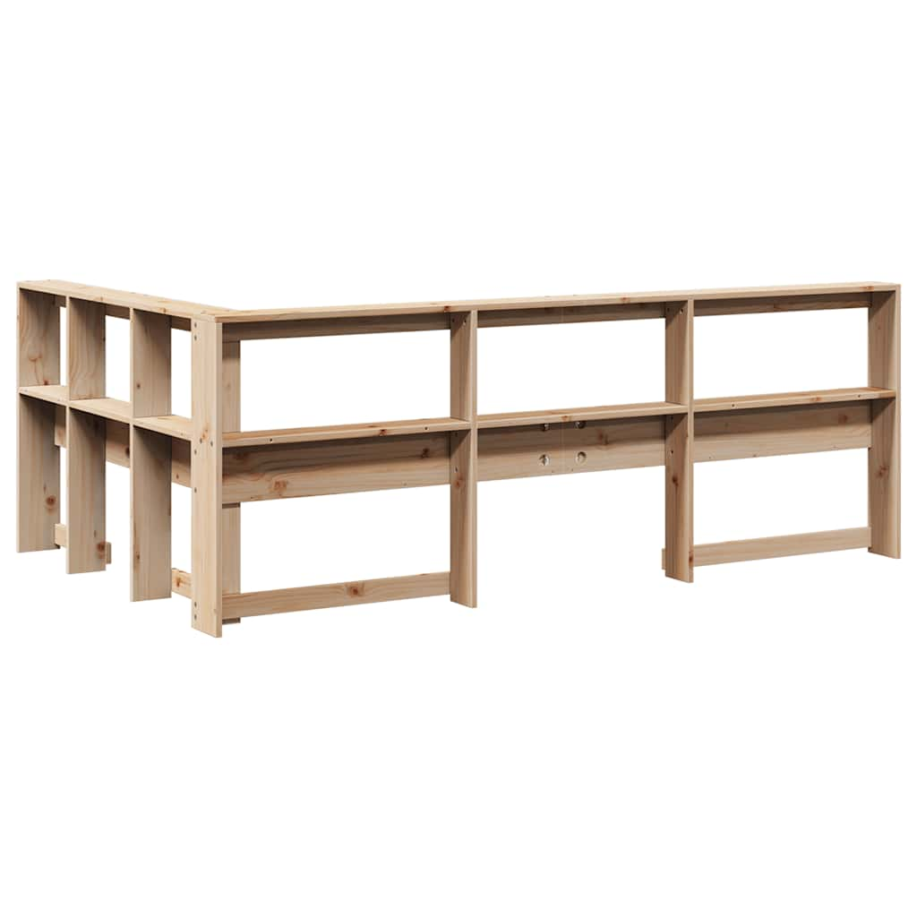 vidaXL Cabecero librería en forma de L madera maciza de pino 120 cm