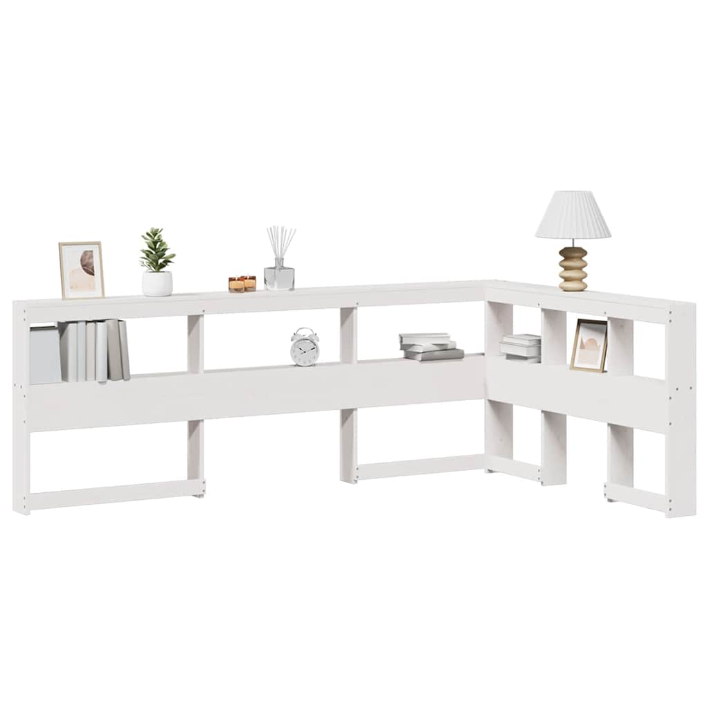 vidaXL Cabecero librería en forma L madera maciza pino blanco 120 cm