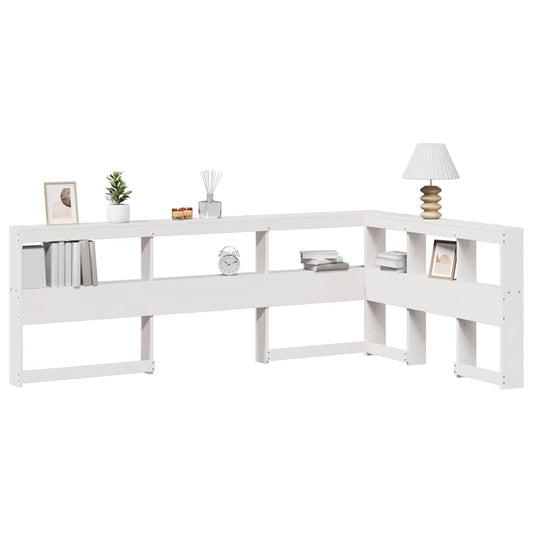 vidaXL Cabecero librería en forma L madera maciza pino blanco 120 cm