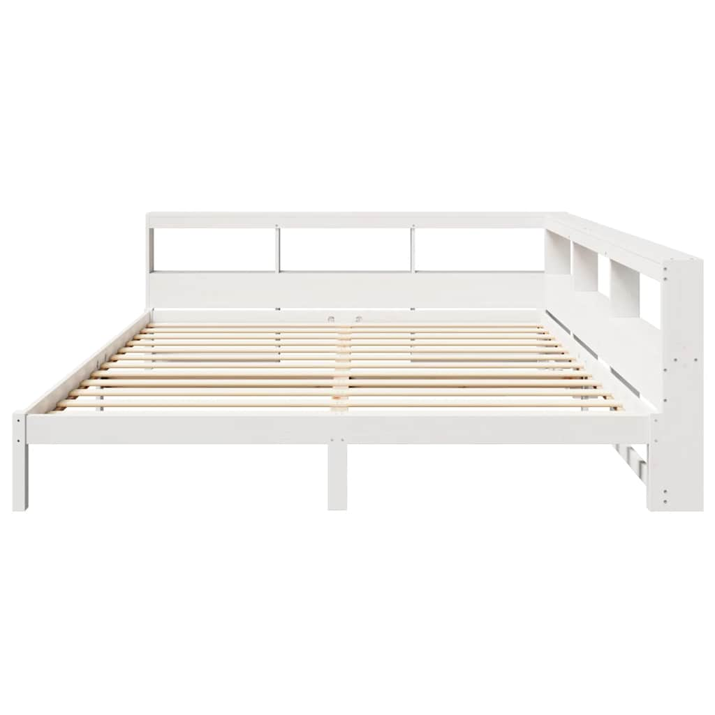 vidaXL Cama con estantería sin colchón madera maciza blanca 200x200 cm