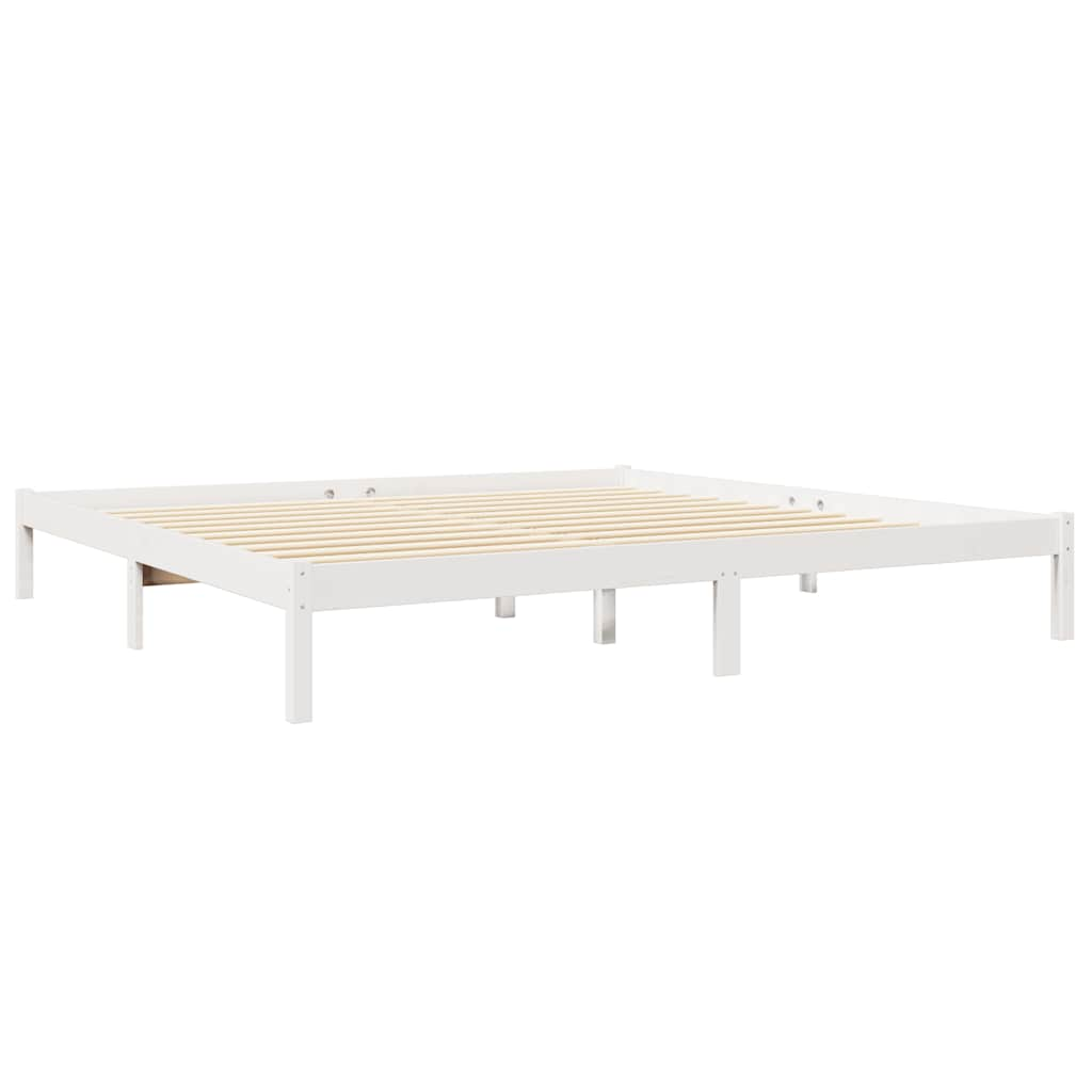 vidaXL Cama con estantería sin colchón madera maciza blanca 200x200 cm