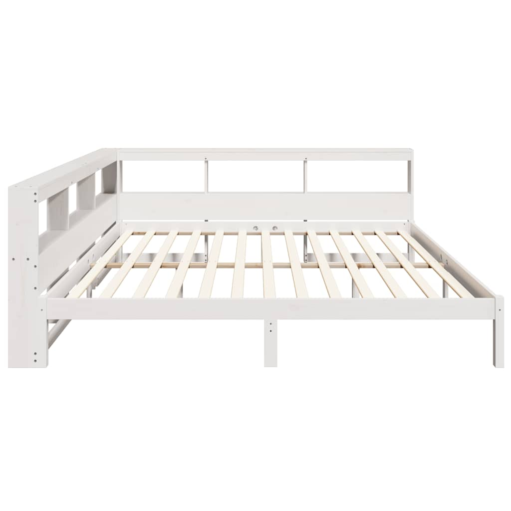 vidaXL Cama con estantería sin colchón madera maciza blanca 200x200 cm