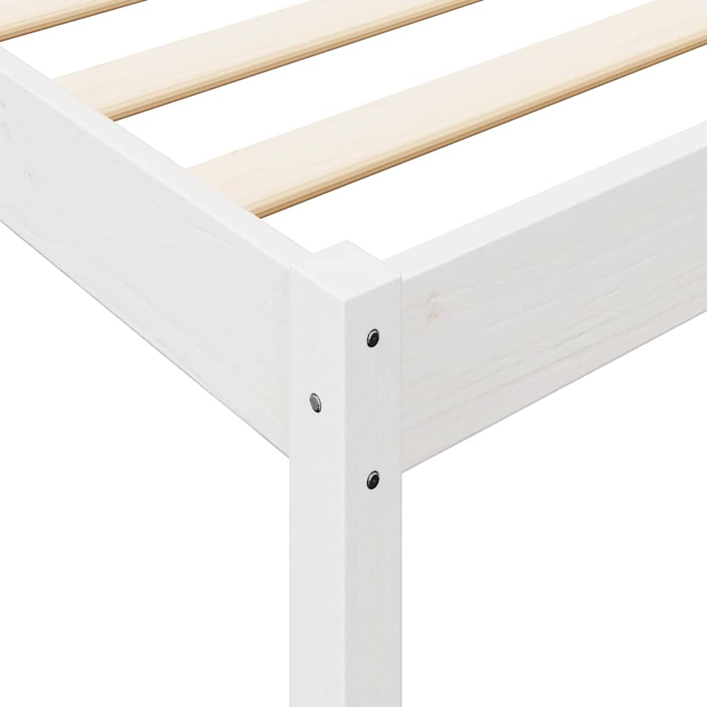 vidaXL Cama con estantería sin colchón madera maciza blanca 200x200 cm