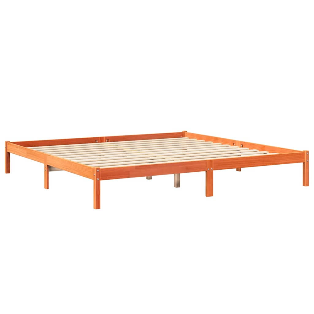 vidaXL Cama con estantería sin colchón madera maciza marrón 200x200 cm