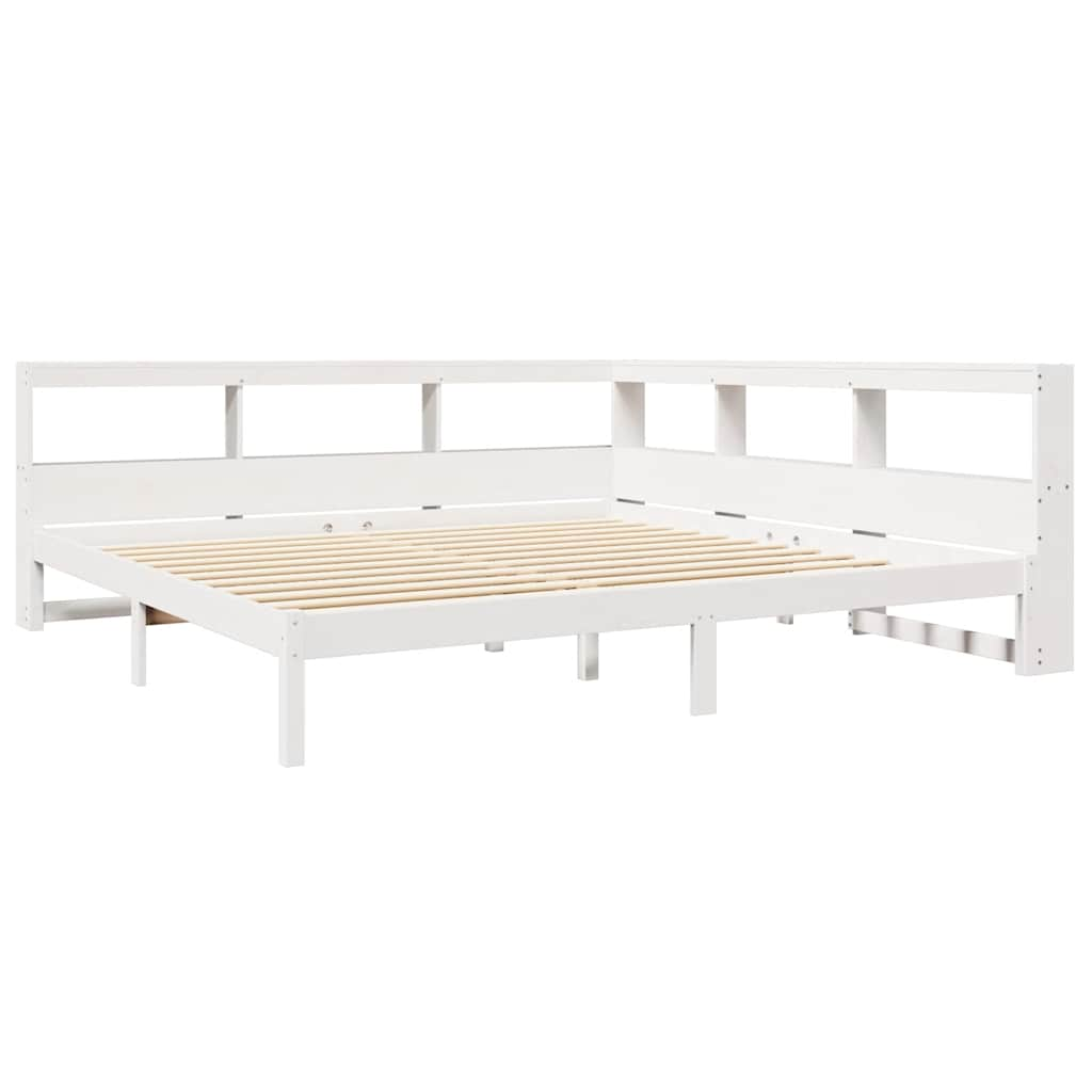 vidaXL Cama con estantería sin colchón madera maciza blanca 180x200 cm