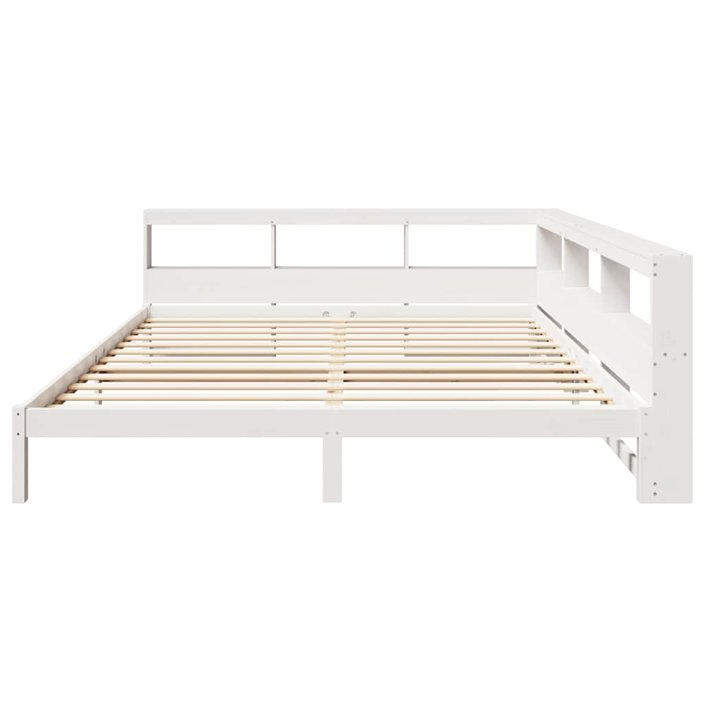 vidaXL Cama con estantería sin colchón madera maciza blanca 180x200 cm