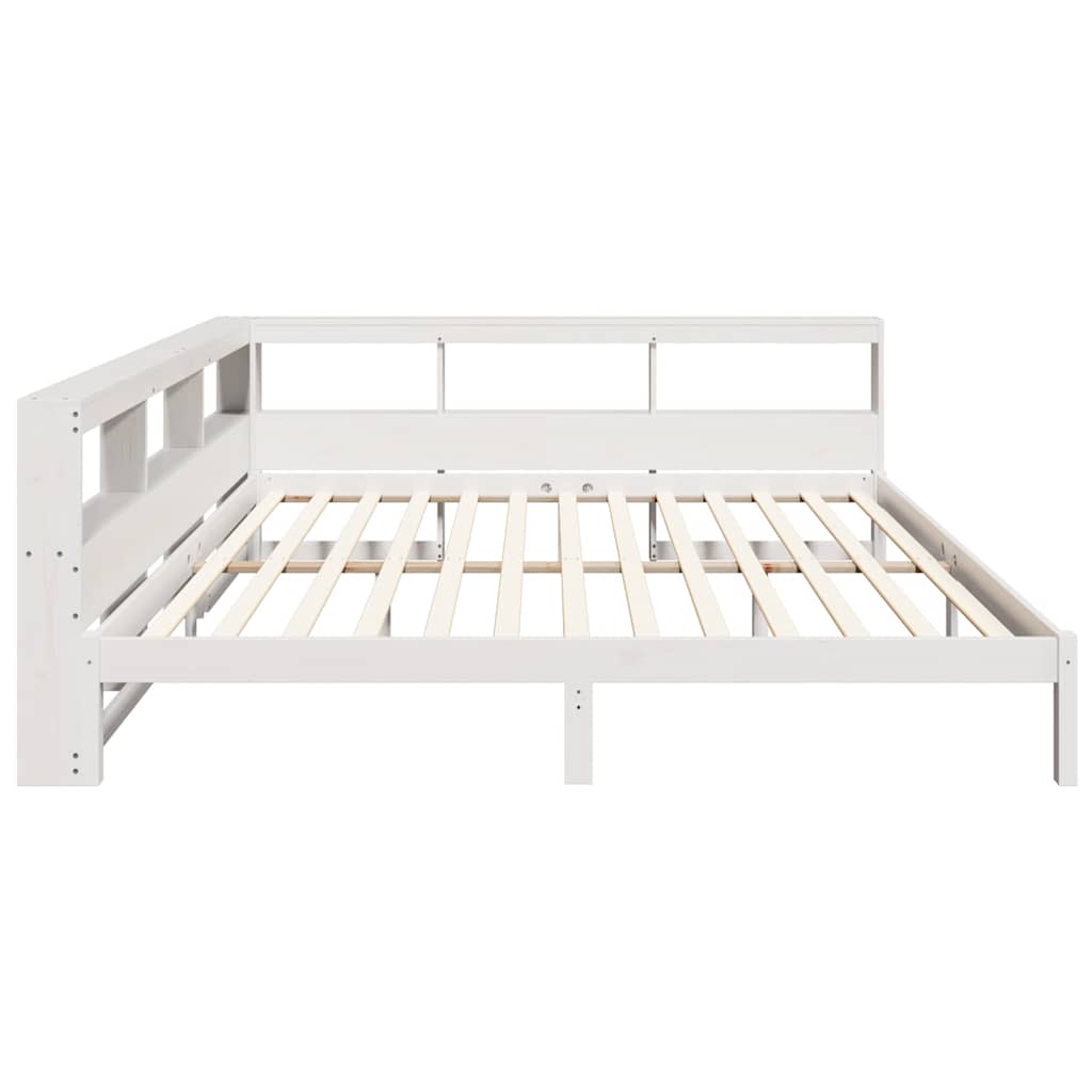 vidaXL Cama con estantería sin colchón madera maciza blanca 180x200 cm