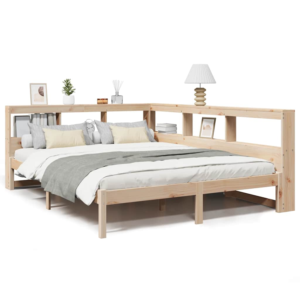 vidaXL Cama con estantería sin colchón madera maciza de pino 160x200cm