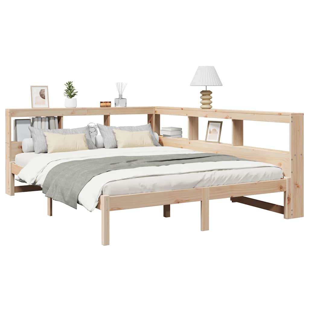 vidaXL Cama con estantería sin colchón madera maciza de pino 160x200cm