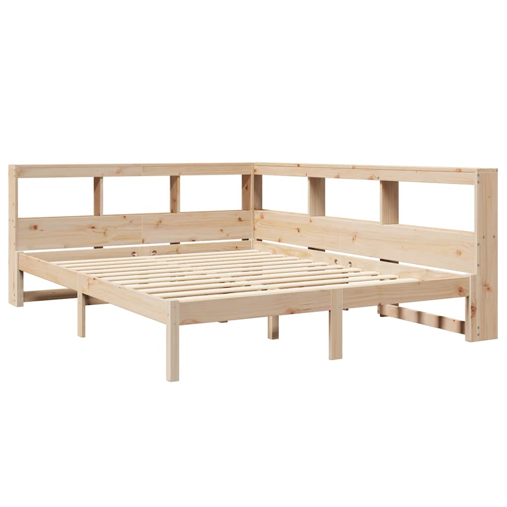 vidaXL Cama con estantería sin colchón madera maciza de pino 160x200cm