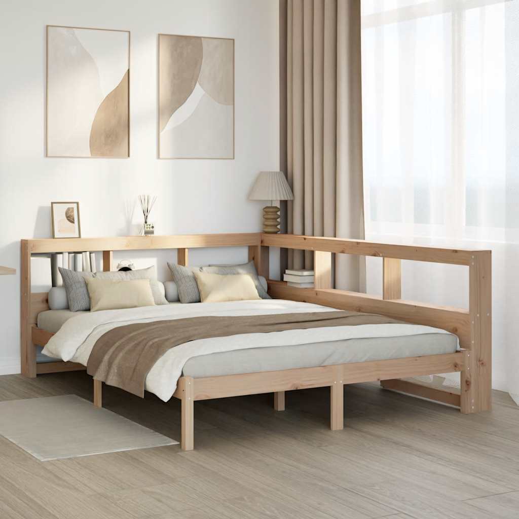 vidaXL Cama con estantería sin colchón madera maciza de pino 160x200cm