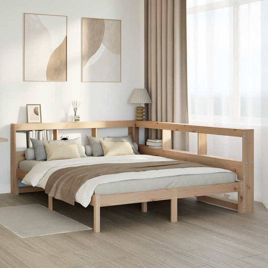 vidaXL Cama con estantería sin colchón madera maciza de pino 160x200cm