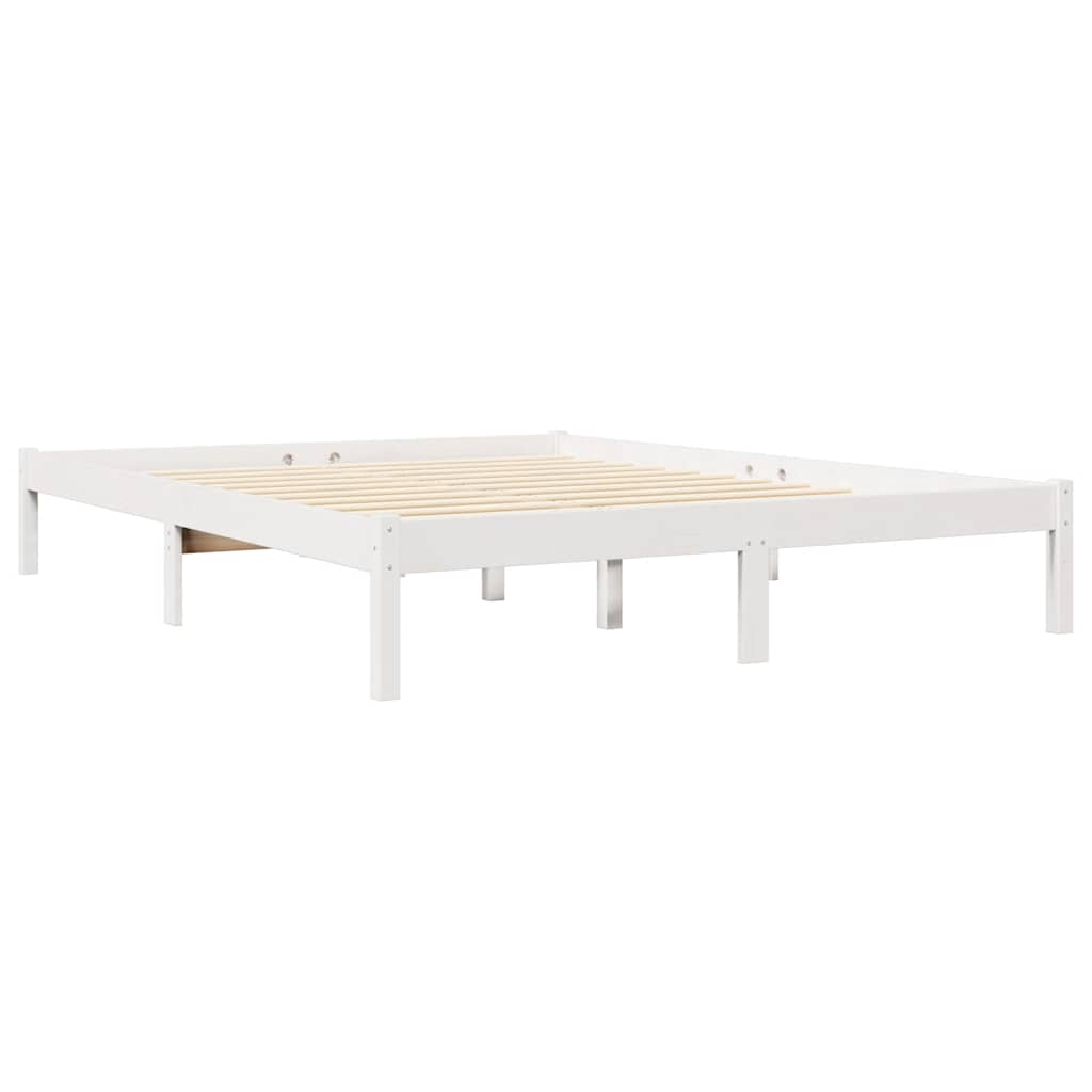 vidaXL Cama con estantería sin colchón madera maciza blanca 160x200 cm