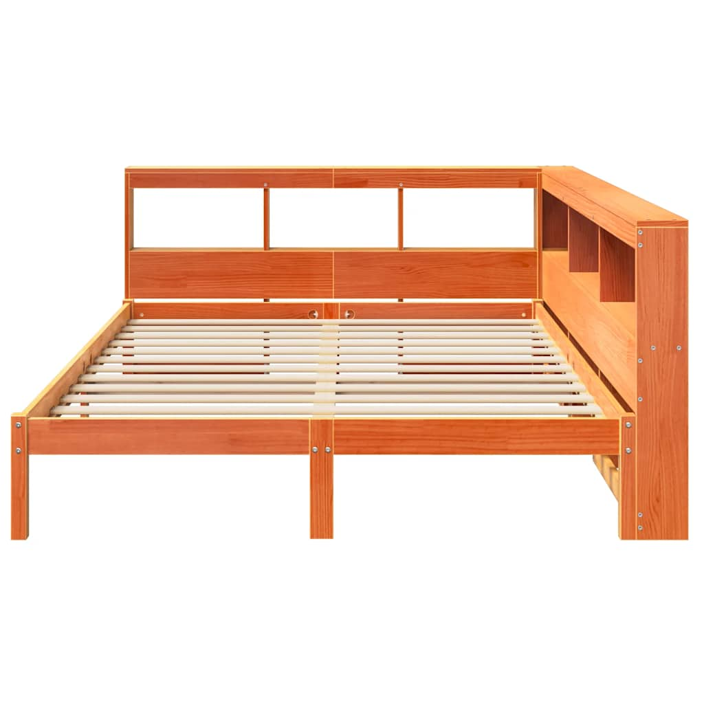 vidaXL Cama con estantería sin colchón madera maciza marrón 160x200 cm