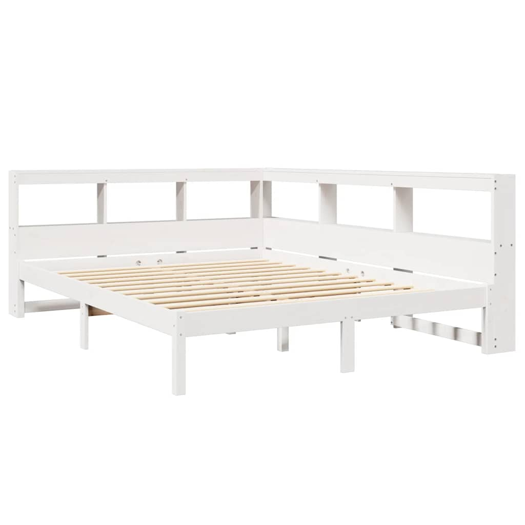 vidaXL Cama con estantería sin colchón madera maciza blanca 150x200 cm