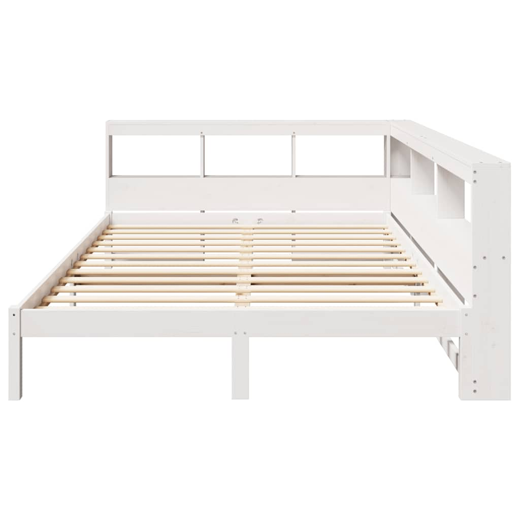 vidaXL Cama con estantería sin colchón madera maciza blanca 150x200 cm