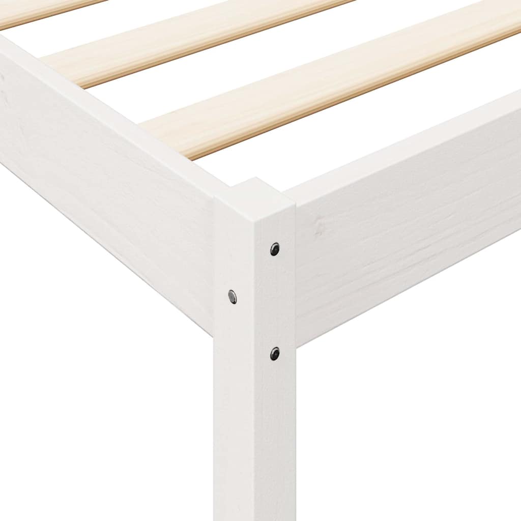 vidaXL Cama con estantería sin colchón madera maciza blanca 150x200 cm