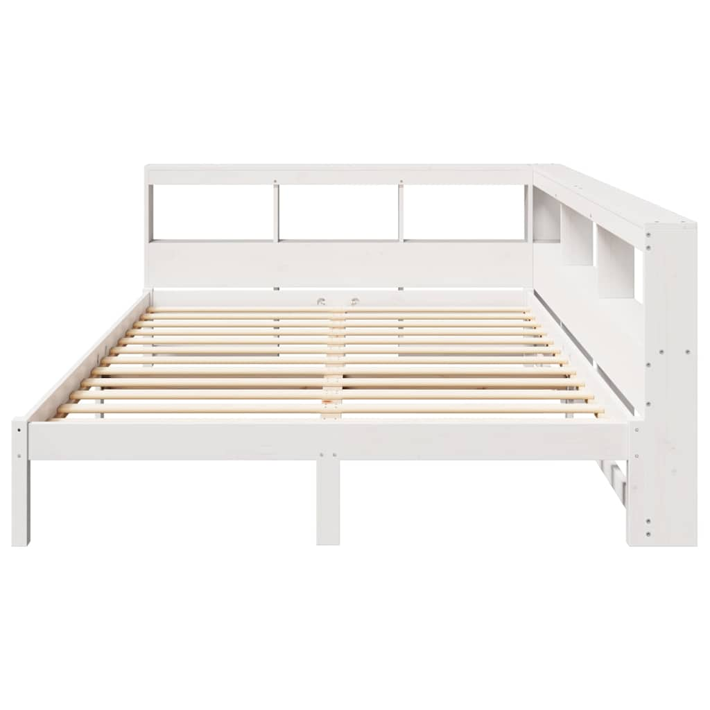 vidaXL Cama con estantería sin colchón madera maciza blanca 140x200 cm