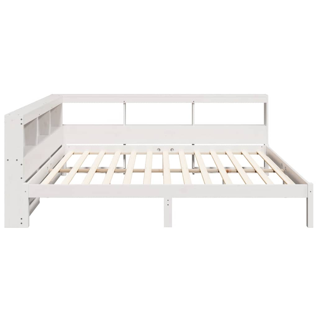 vidaXL Cama con estantería sin colchón madera maciza blanca 140x200 cm