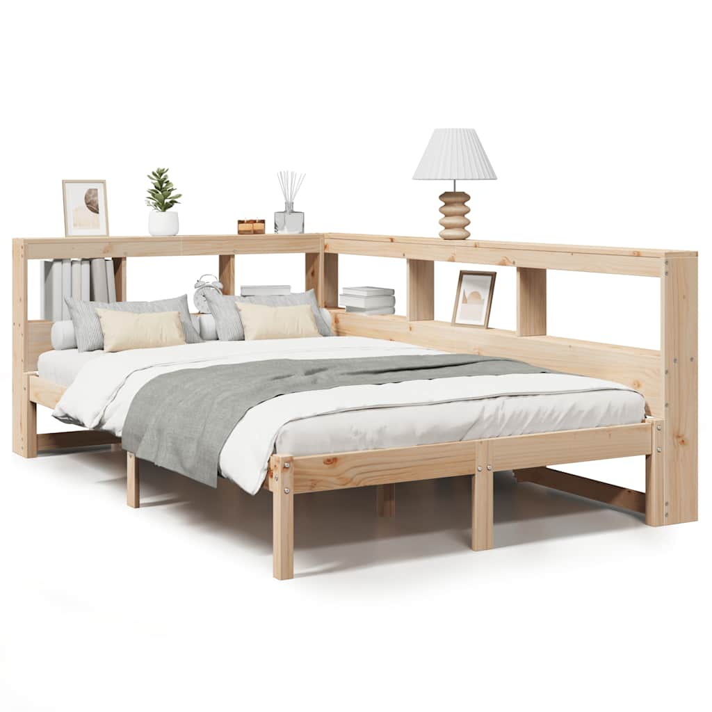 vidaXL Cama con estantería sin colchón madera maciza de pino 120x200cm