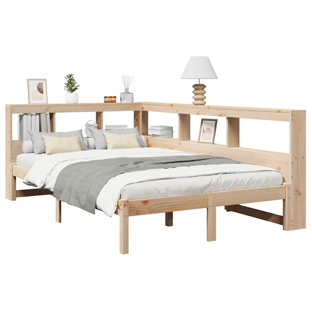 vidaXL Cama con estantería sin colchón madera maciza de pino 120x200cm