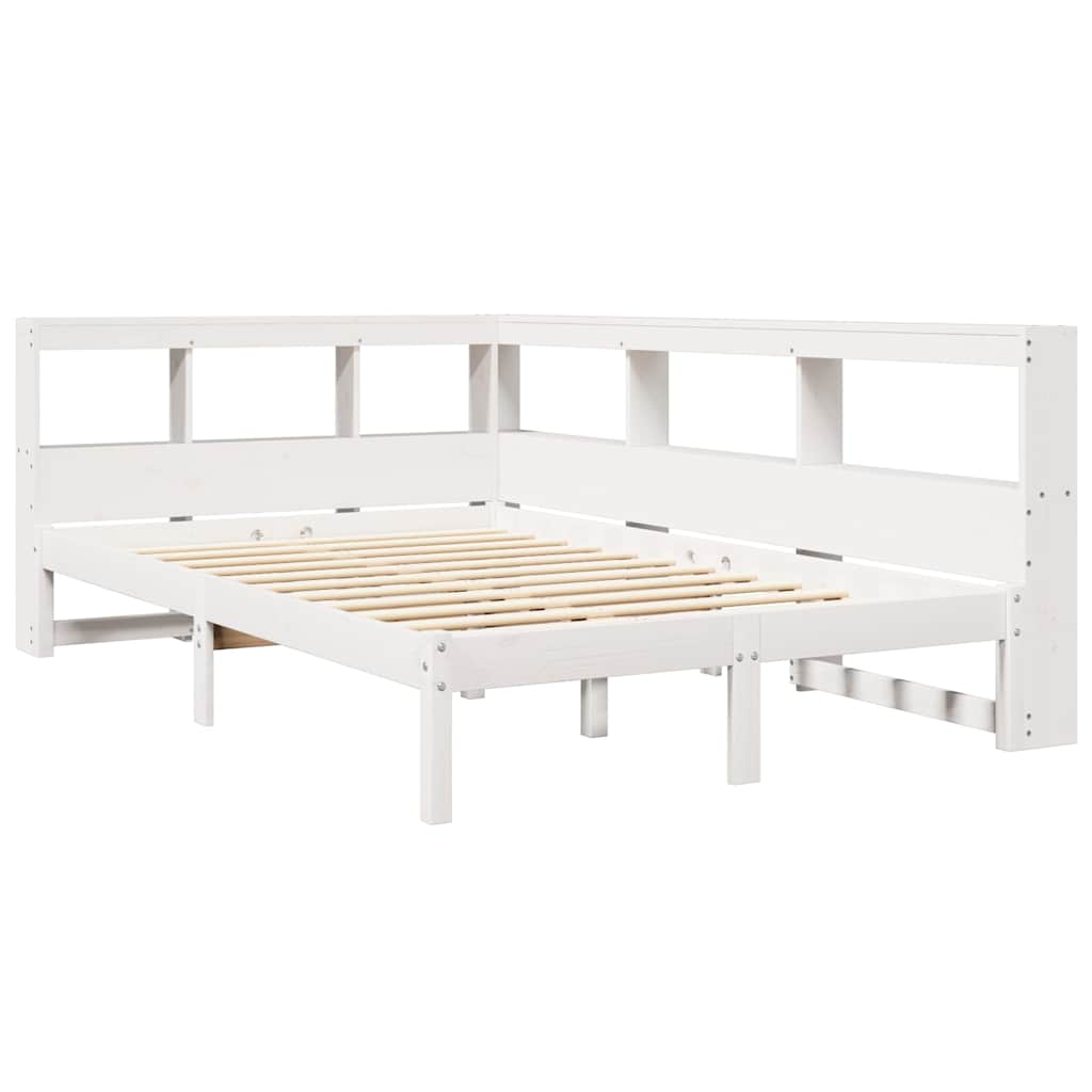 vidaXL Cama con estantería sin colchón madera maciza blanca 120x200 cm