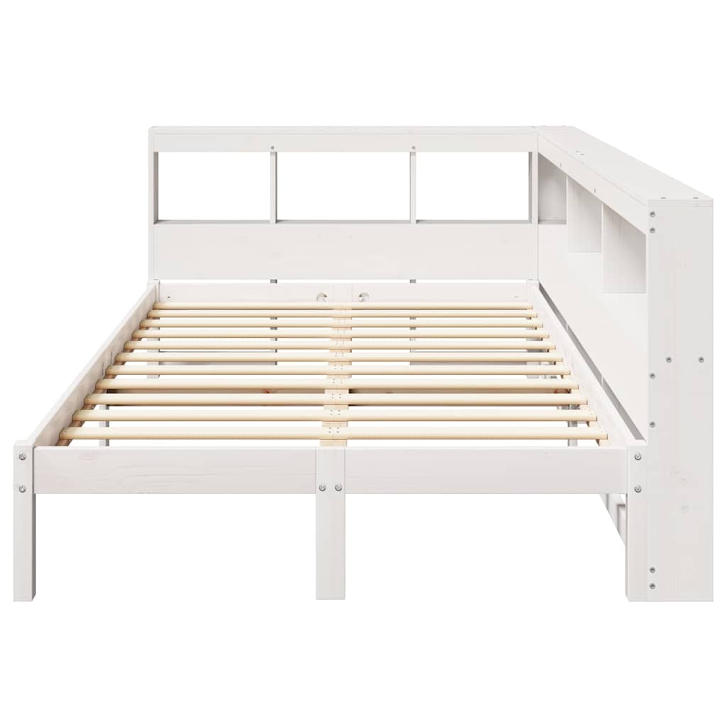 vidaXL Cama con estantería sin colchón madera maciza blanca 120x200 cm