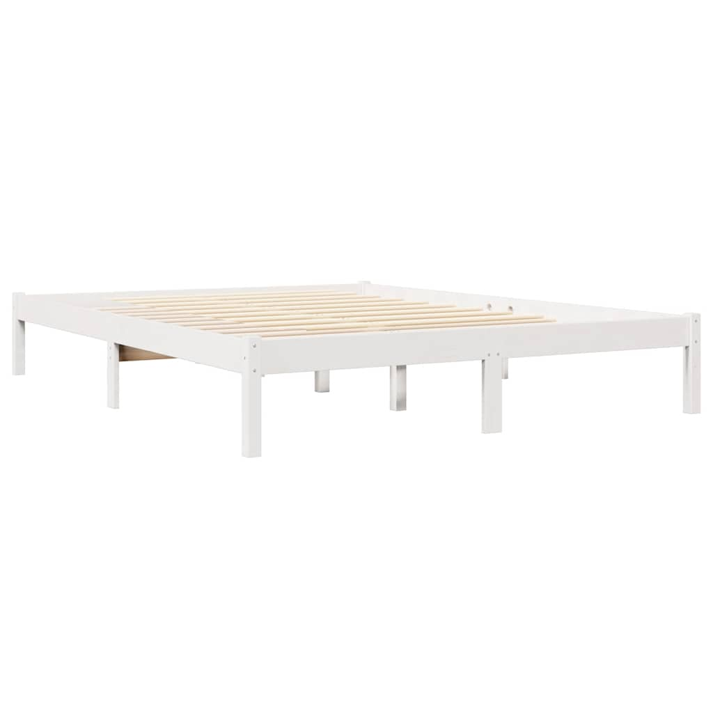 vidaXL Cama con estantería sin colchón madera maciza blanca 120x200 cm