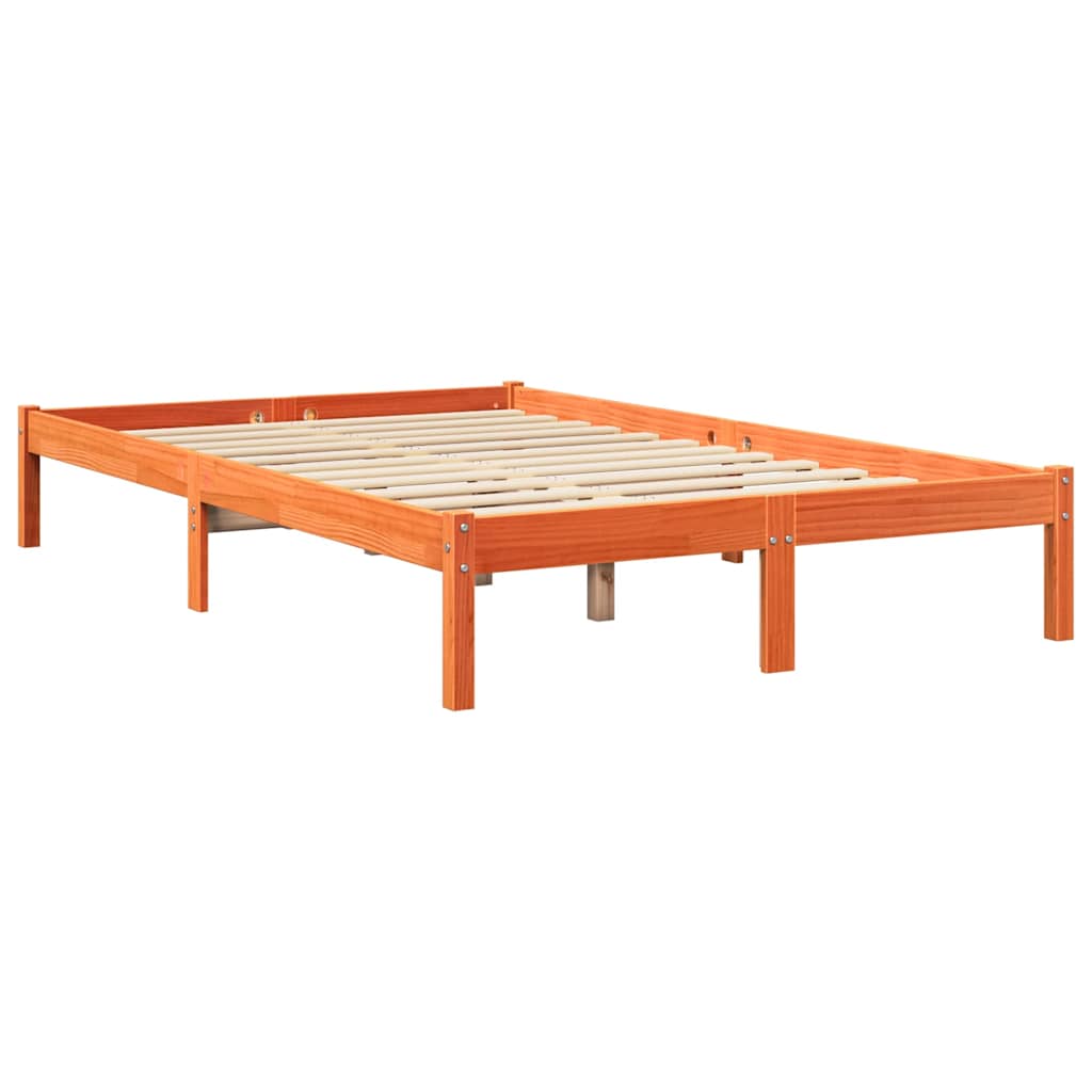 vidaXL Cama con estantería sin colchón madera maciza marrón 120x200cm