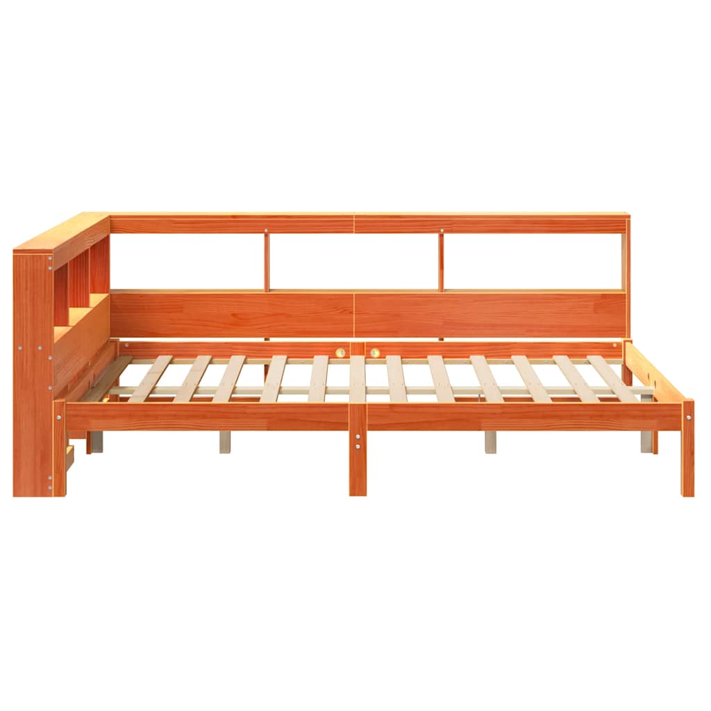 vidaXL Cama con estantería sin colchón madera maciza marrón 120x200cm