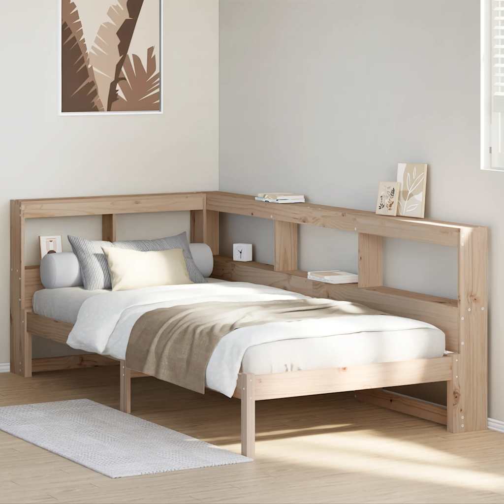 vidaXL Cama con estantería sin colchón madera maciza de pino 100x200cm